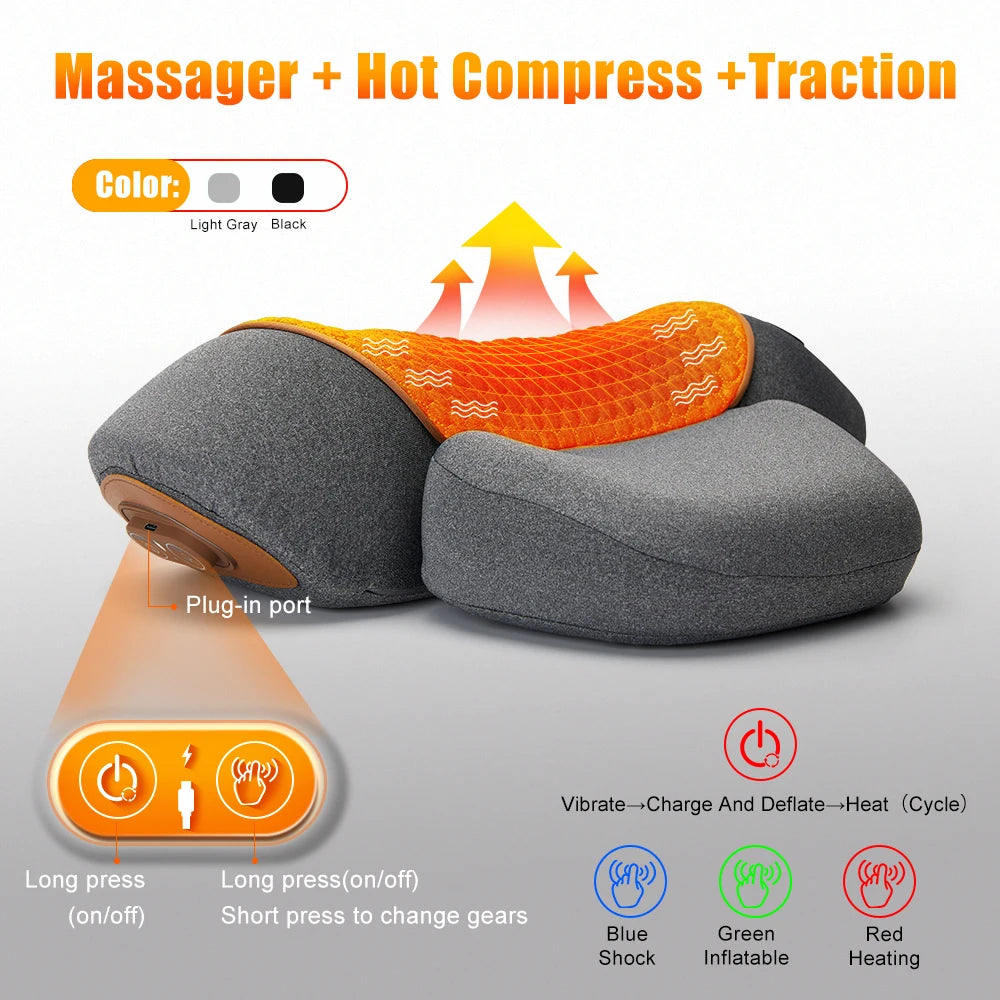 Electric Neck Massaging Pillow with Hot Compress Vibration