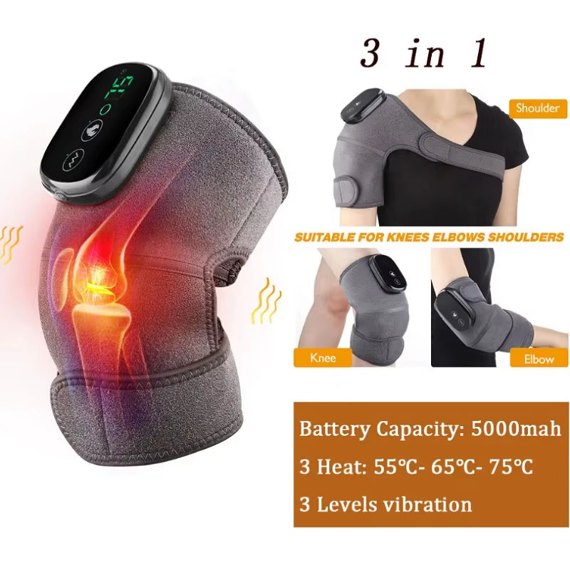 3 Heat Setting Rechargeable Electric Shoulder Massager & Knee Relief Support Belt
