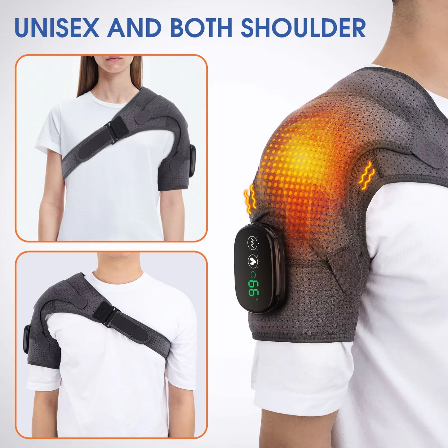 3 Heat Setting Rechargeable Electric Shoulder Massager & Knee Relief Support Belt