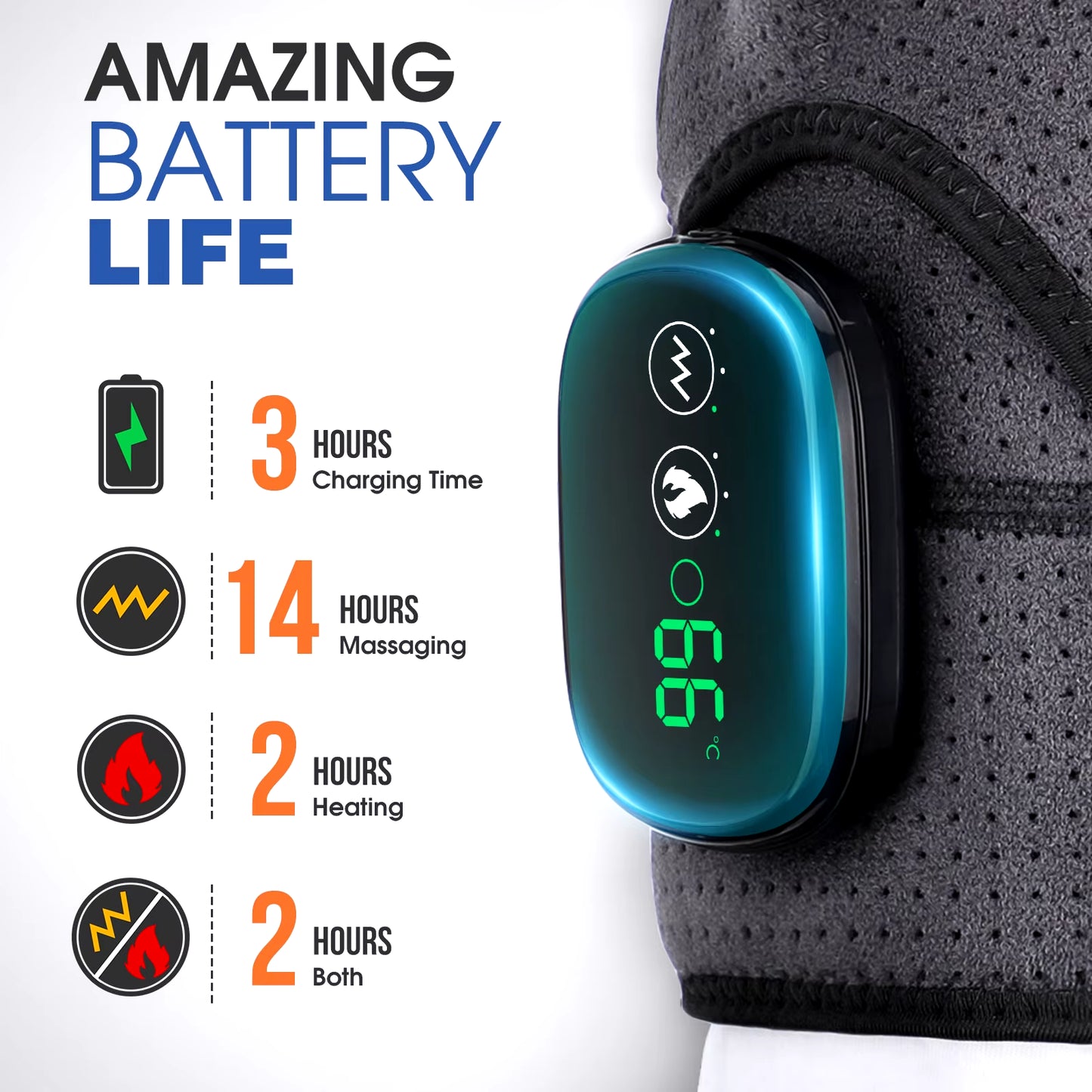 3 Heat Setting Rechargeable Electric Shoulder Massager & Knee Relief Support Belt