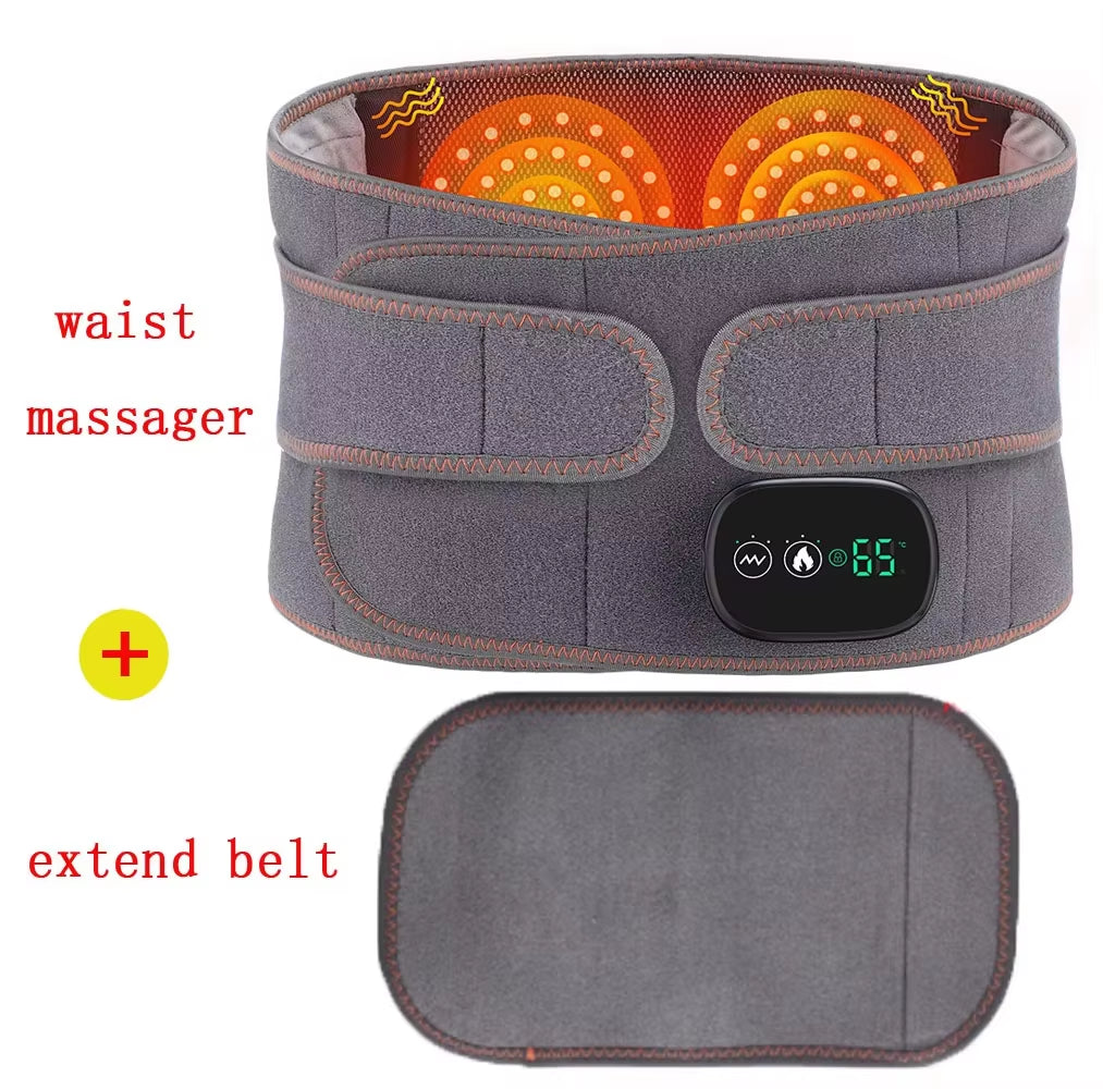  Electric Heating Waist Massager Support Belt with Vibration and Hot Compress - 3 Adjustable Gears for Ultimate Back Relaxation