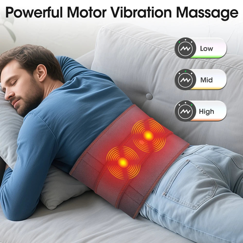  Electric Heating Waist Massager Support Belt with Vibration and Hot Compress - 3 Adjustable Gears for Ultimate Back Relaxation