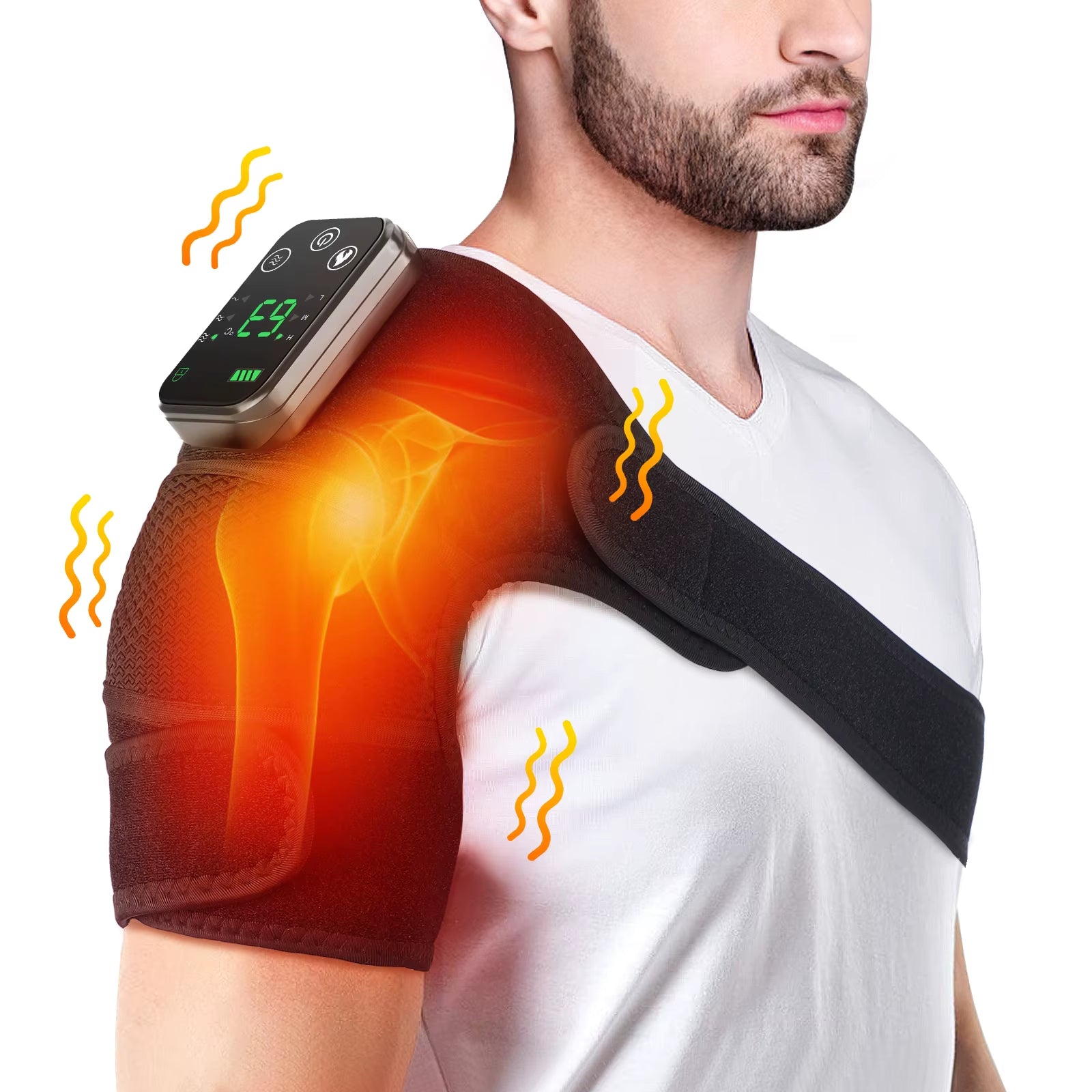 3 Heat Setting Rechargeable Electric Shoulder Massager & Knee Relief Support Belt