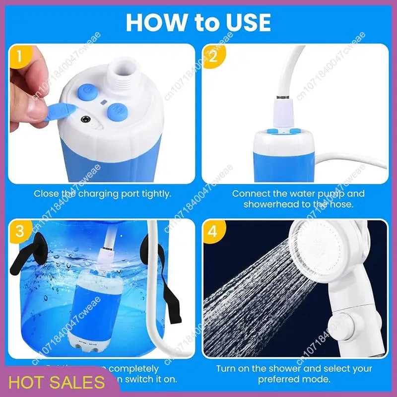 Rechargeable Electric Outdoor Camp Shower Pump, Suitable for Traveling/Camping