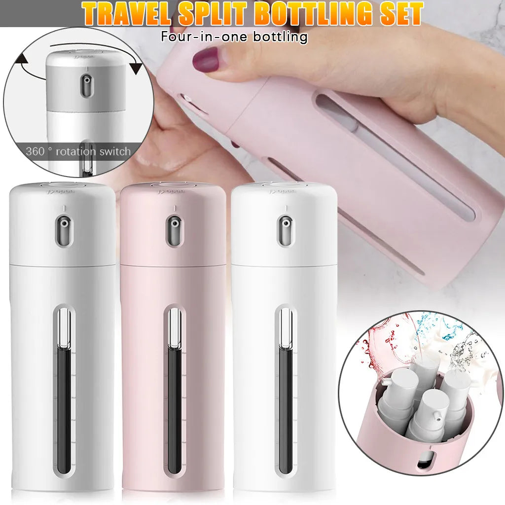 Travel Dispenser 4 in 1 Split Bottle Shampoo/Lotion/Shower Gel/Soap 