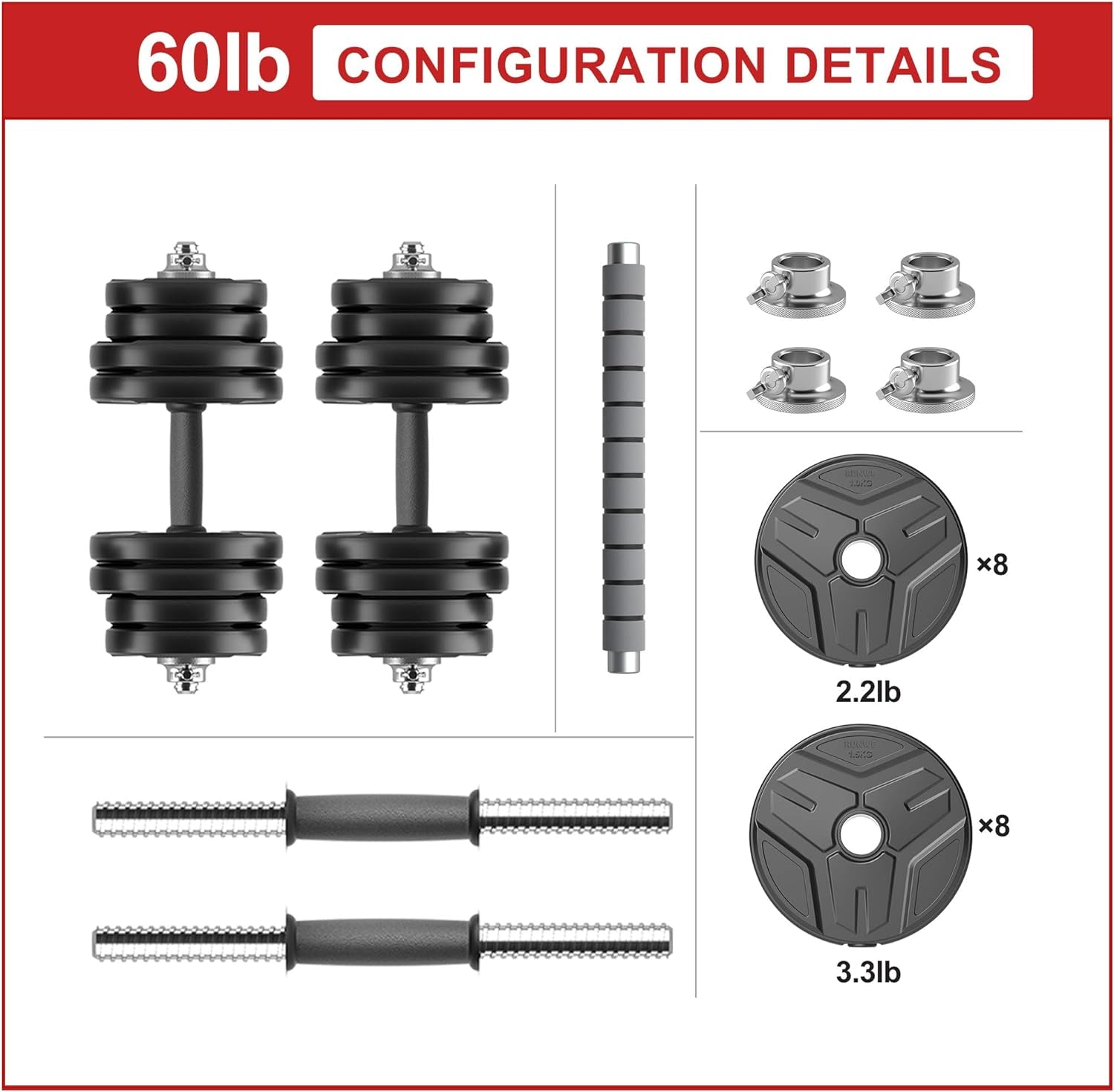 Adjustable Dumbbells Barbell Weight Set for Home Gym