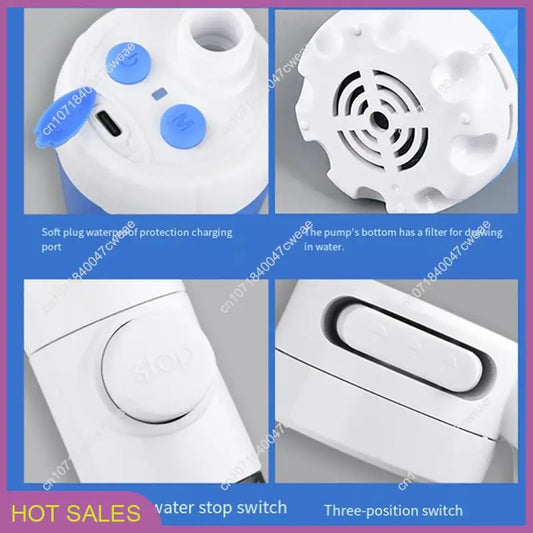 Rechargeable Electric Outdoor Camp Shower Pump, Suitable for Traveling/Camping