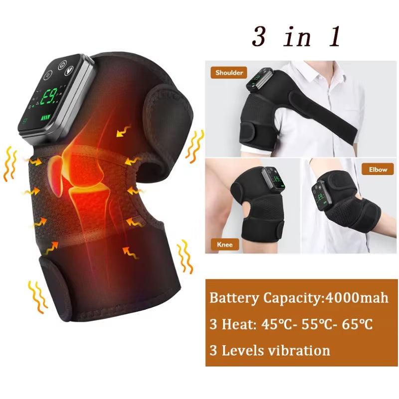 3 Heat Setting Rechargeable Electric Shoulder Massager & Knee Relief Support Belt