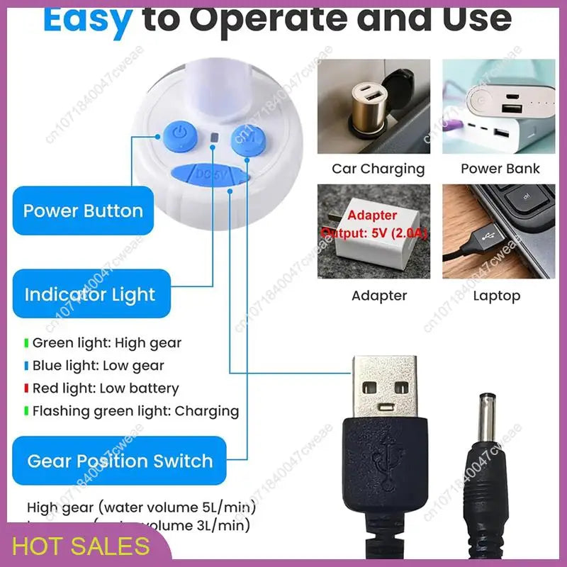 Rechargeable Electric Outdoor Camp Shower Pump, Suitable for Traveling/Camping