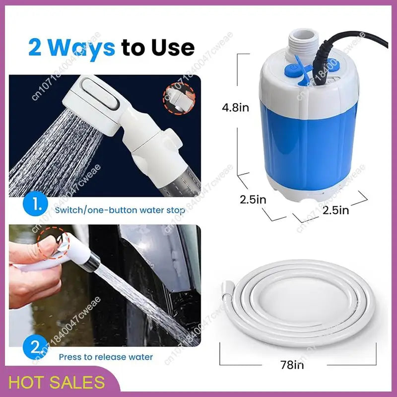 Rechargeable Electric Outdoor Camp Shower Pump, Suitable for Traveling/Camping