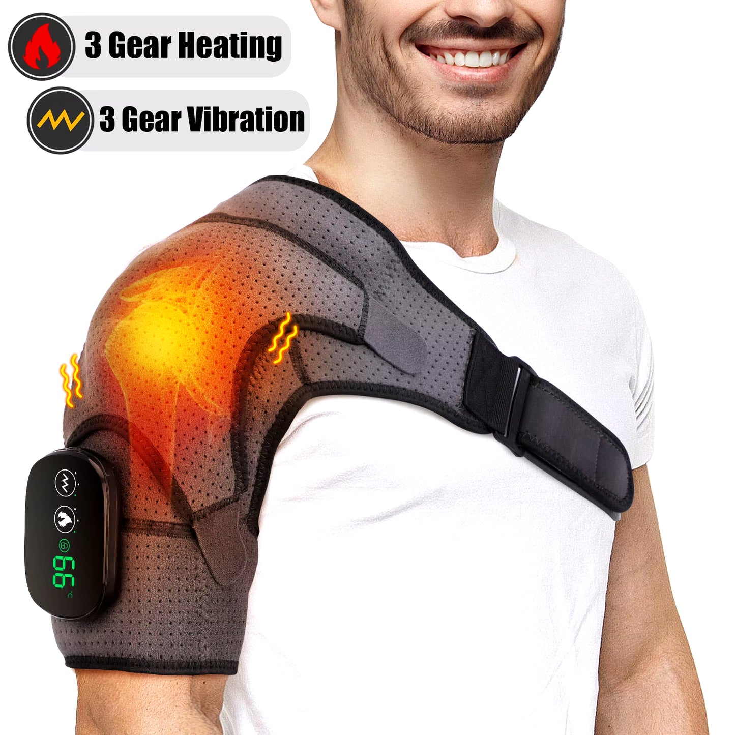 3 Heat Setting Rechargeable Electric Shoulder Massager & Knee Relief Support Belt