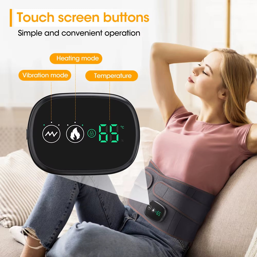  Electric Heating Waist Massager Support Belt with Vibration and Hot Compress - 3 Adjustable Gears for Ultimate Back Relaxation