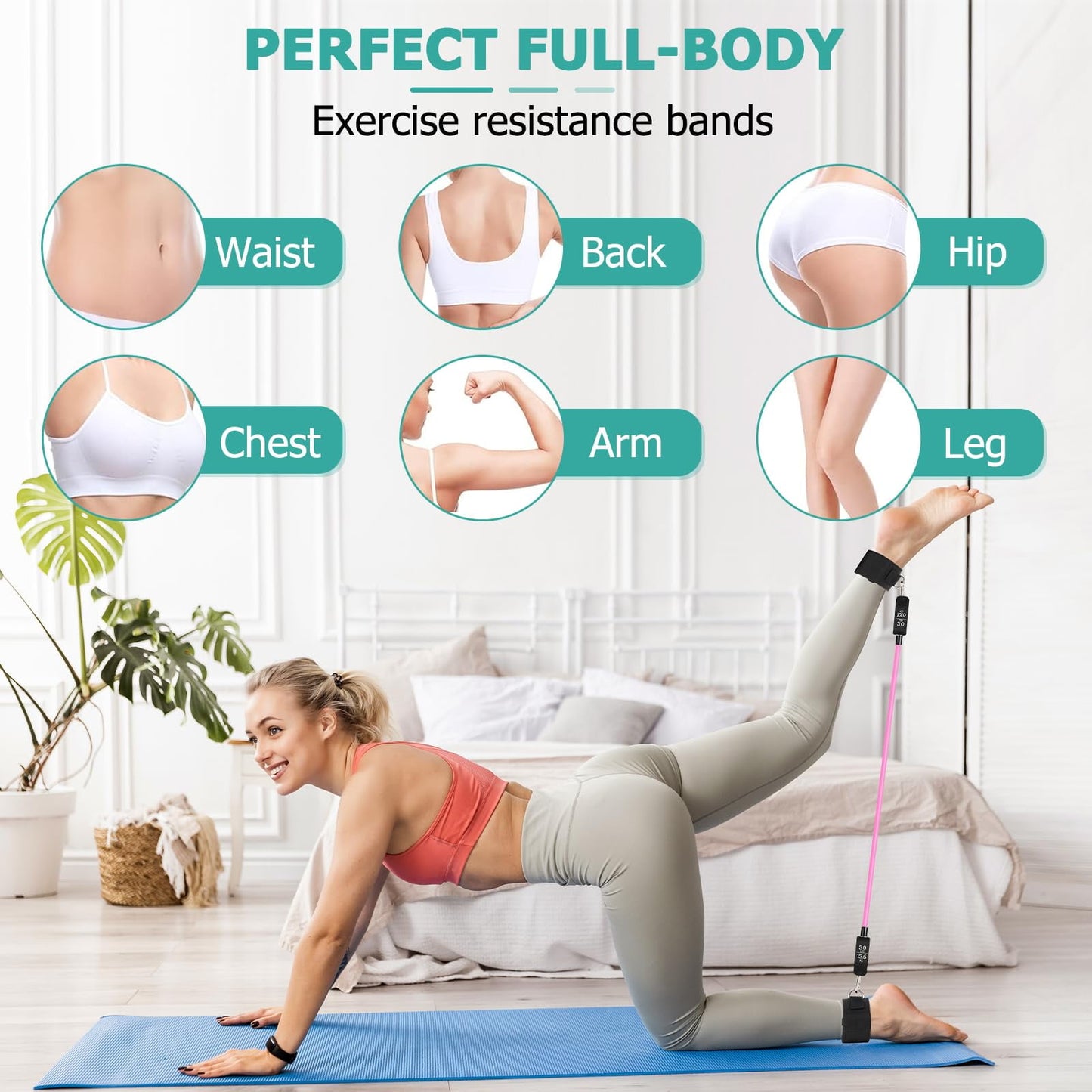 Pilates Bar Kit with Resistance Bands,Pilates Bar with Stackable Bands 