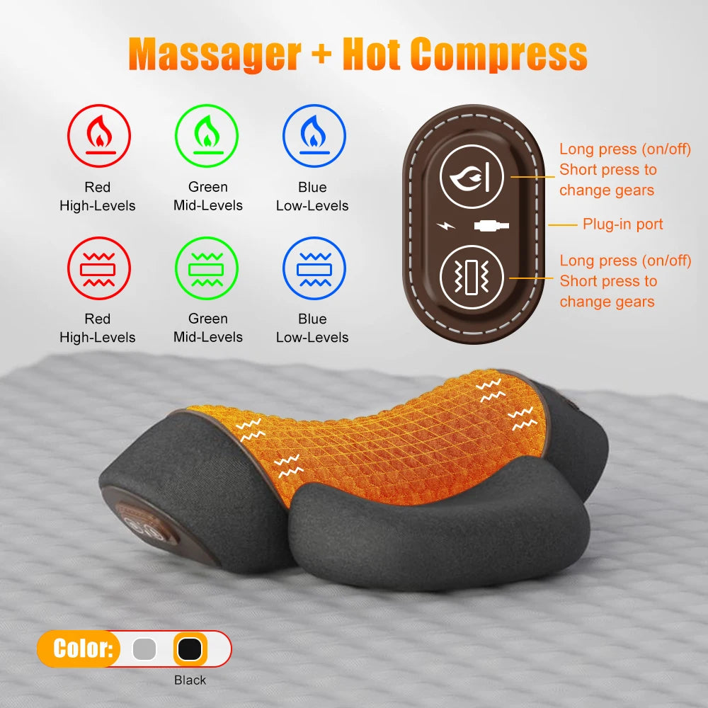 Electric Neck Massaging Pillow with Hot Compress Vibration